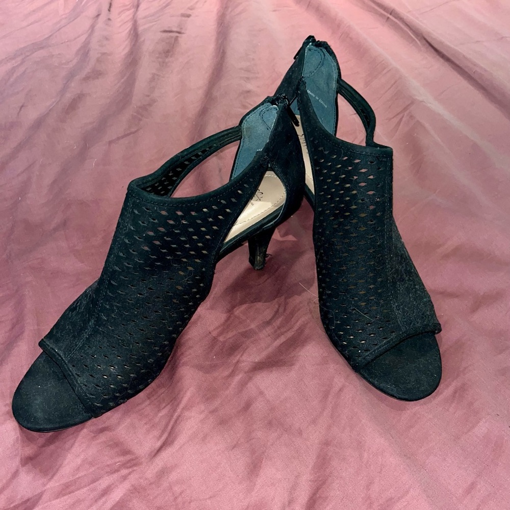 Black suede heels